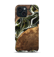 iPhone 15 Wood Live Edge Phone Case - Leigha (Black & White, 741935)