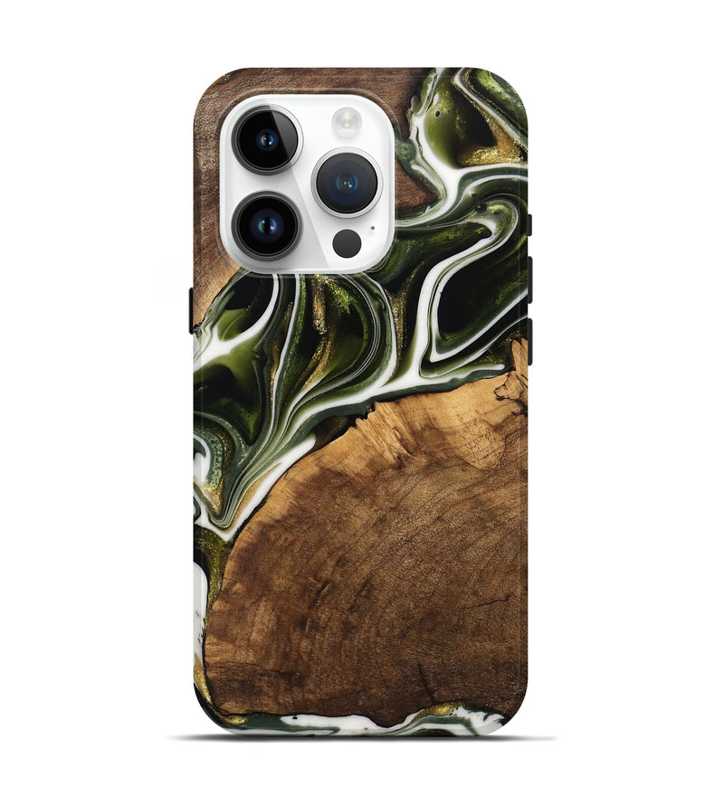 iPhone 15 Pro Wood Live Edge Phone Case - Leigha (Black & White, 741935)