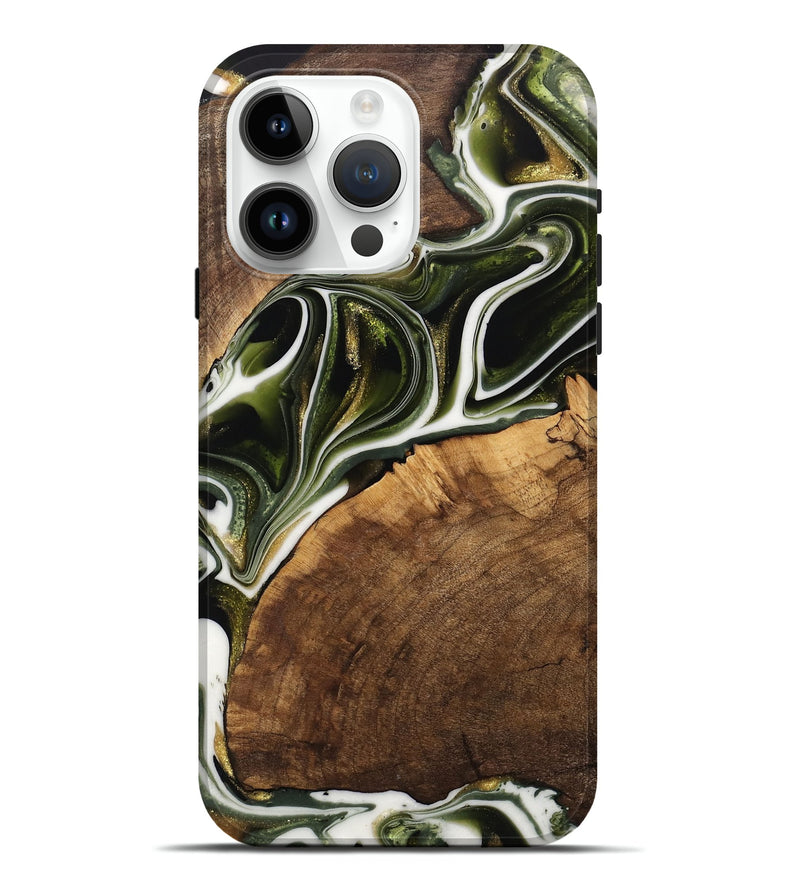 iPhone 15 Pro Max Wood Live Edge Phone Case - Leigha (Black & White, 741935)