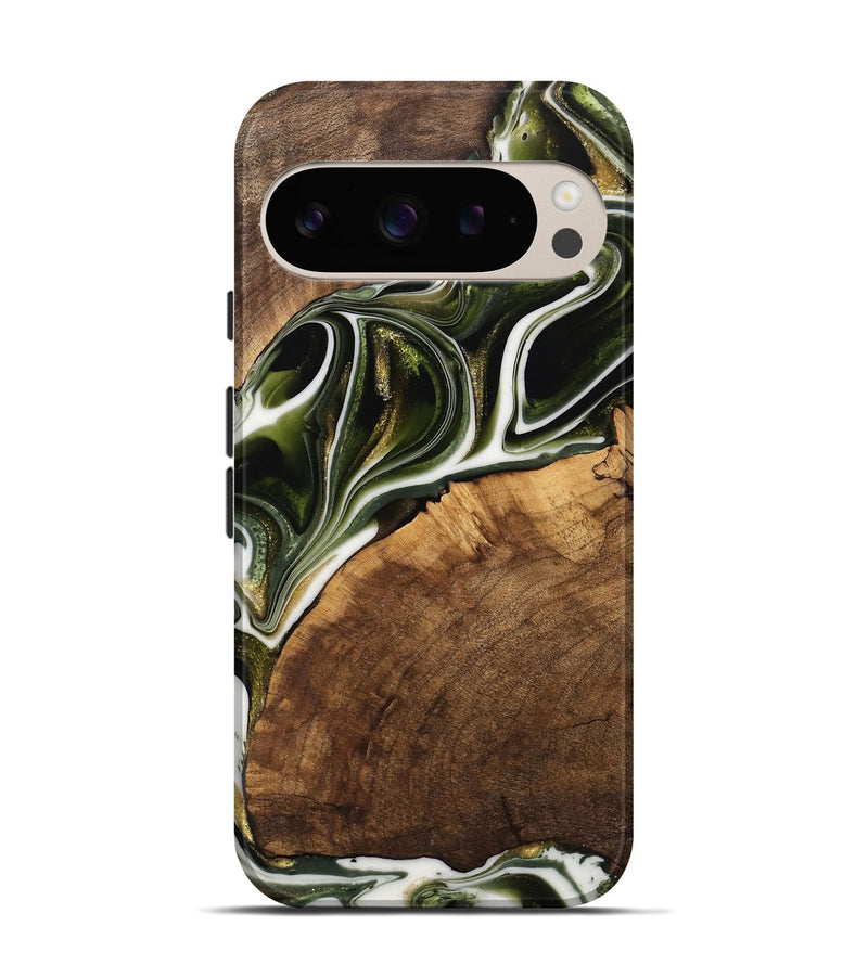 Pixel 9 Pro Wood Live Edge Phone Case - Leigha (Black & White, 741935)