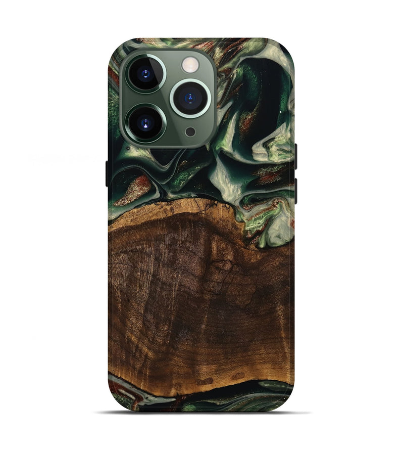 iPhone 13 Pro Wood Live Edge Phone Case - Cacilie (Green, 741936)