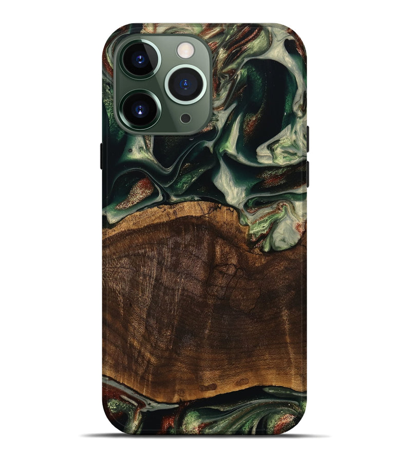 iPhone 13 Pro Max Wood Live Edge Phone Case - Cacilie (Green, 741936)