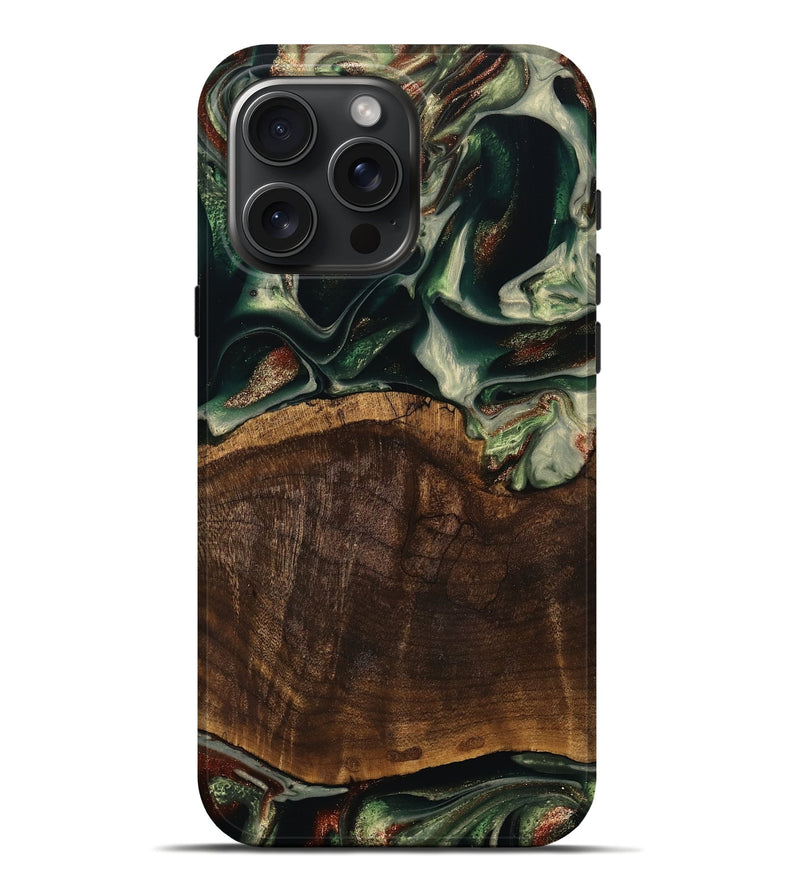 iPhone 16 Pro Max Wood Live Edge Phone Case - Cacilie (Green, 741936)