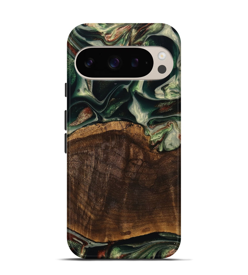 Pixel 9 Pro Wood Live Edge Phone Case - Cacilie (Green, 741936)