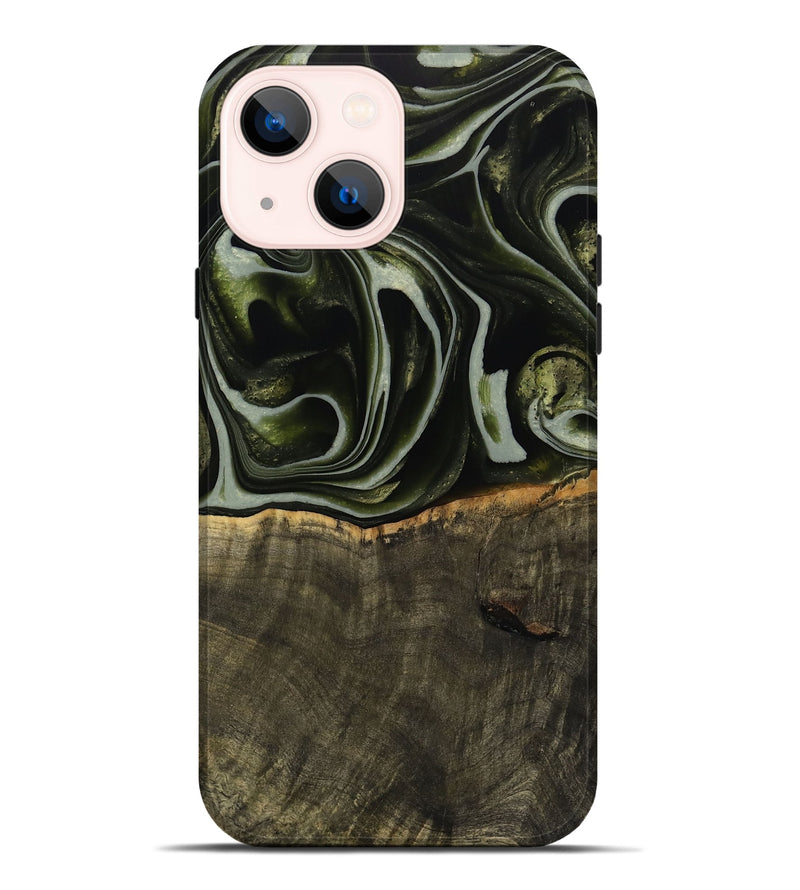 iPhone 14 Plus Wood Live Edge Phone Case - Tonye (Green, 741937)