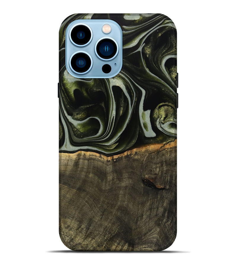 iPhone 14 Pro Max Wood Live Edge Phone Case - Tonye (Green, 741937)