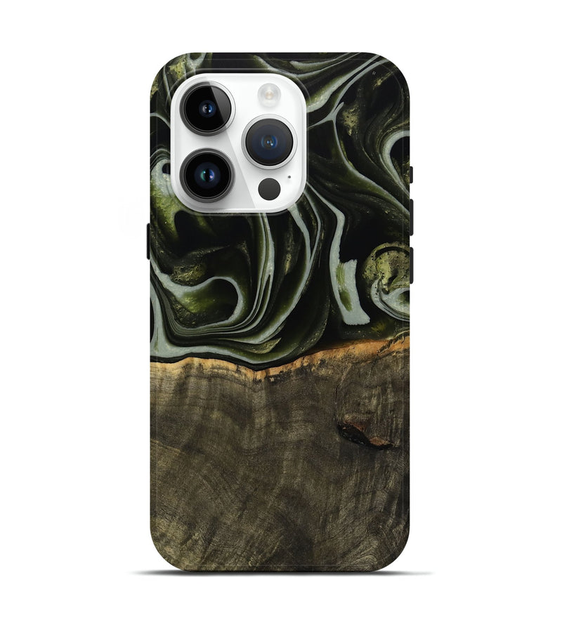 iPhone 15 Pro Wood Live Edge Phone Case - Tonye (Green, 741937)