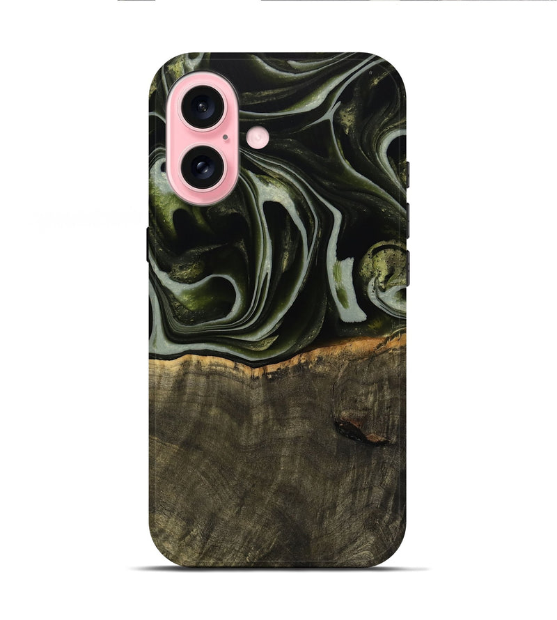 iPhone 16 Wood Live Edge Phone Case - Tonye (Green, 741937)