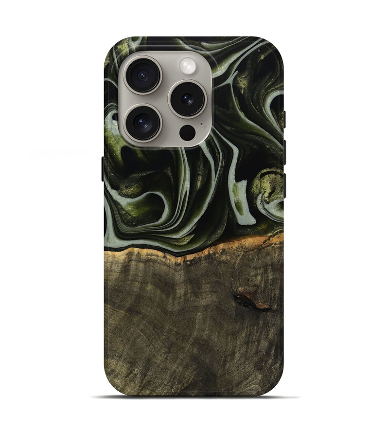 iPhone 16 Pro Wood Live Edge Phone Case - Tonye (Green, 741937)