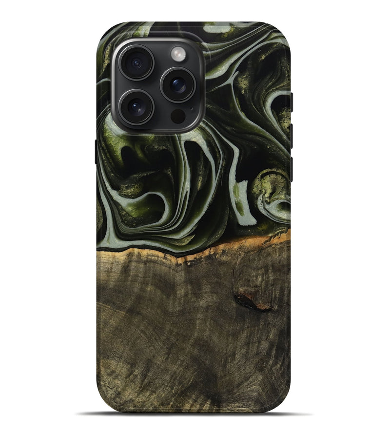 iPhone 16 Pro Max Wood Live Edge Phone Case - Tonye (Green, 741937)