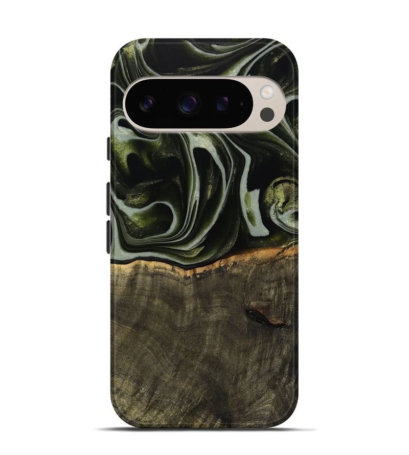 Pixel 9 Pro Wood Live Edge Phone Case - Tonye (Green, 741937)