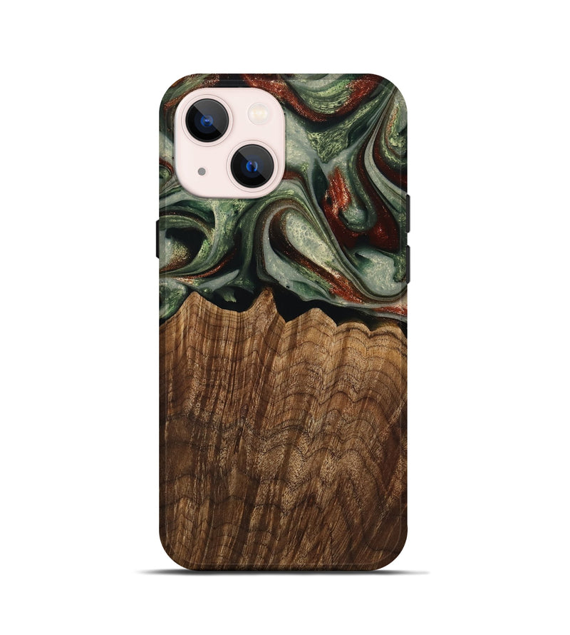 iPhone 13 mini Wood Live Edge Phone Case - Breena (Green, 741938)