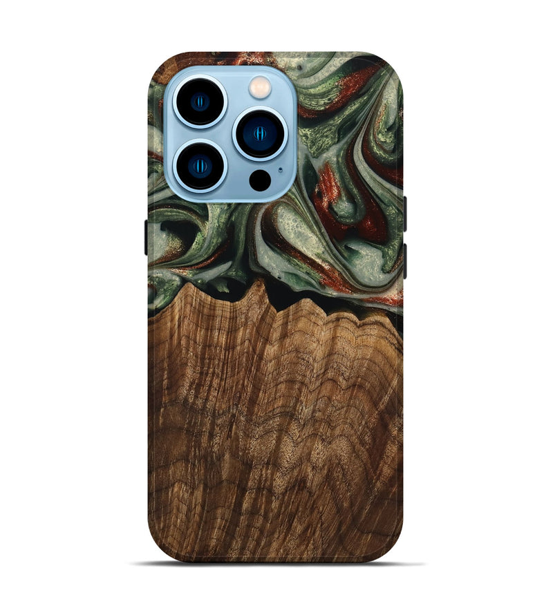 iPhone 14 Pro Wood Live Edge Phone Case - Breena (Green, 741938)