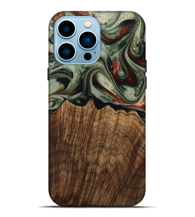 iPhone 14 Pro Max Wood Live Edge Phone Case - Breena (Green, 741938)