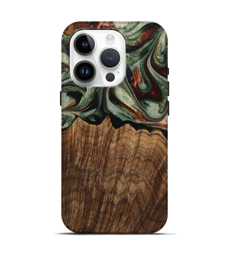 iPhone 15 Pro Wood Live Edge Phone Case - Breena (Green, 741938)