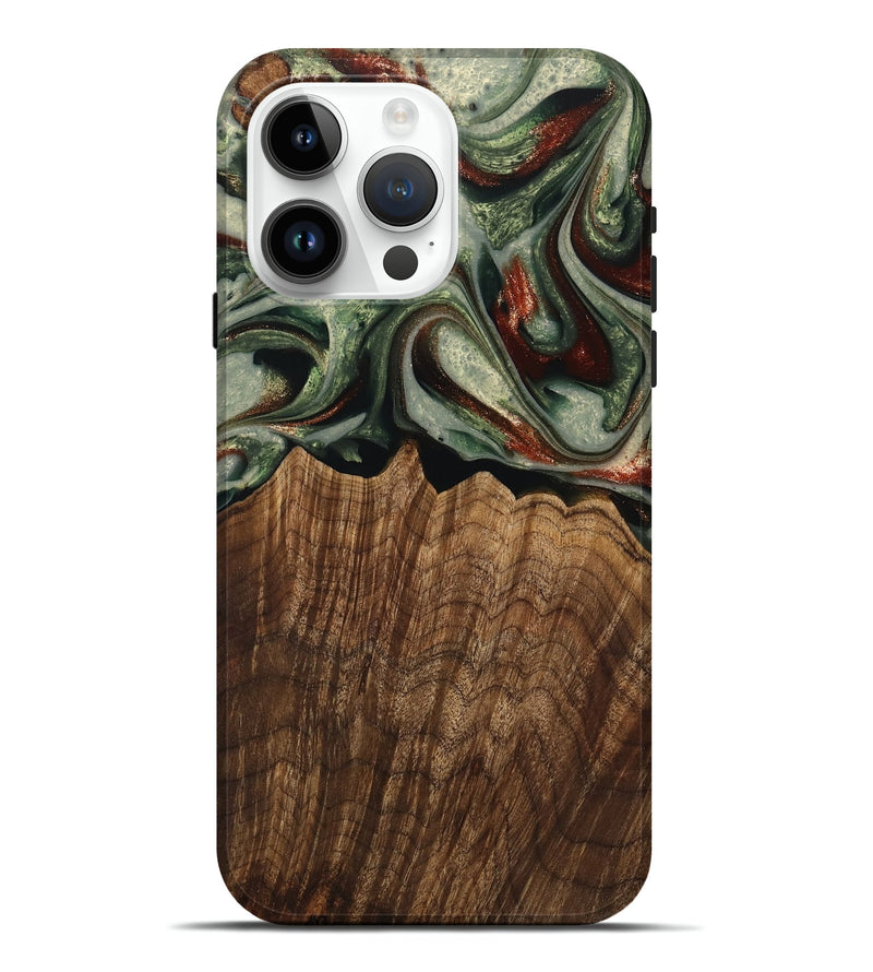 iPhone 15 Pro Max Wood Live Edge Phone Case - Breena (Green, 741938)