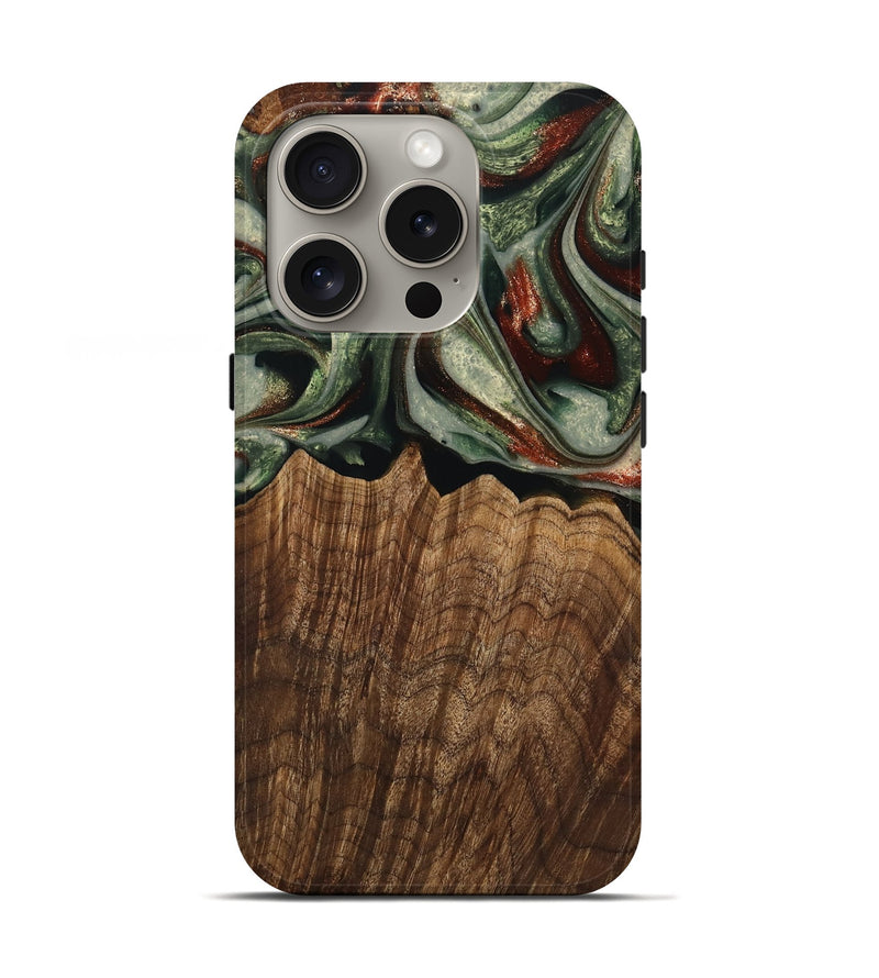 iPhone 16 Pro Wood Live Edge Phone Case - Breena (Green, 741938)