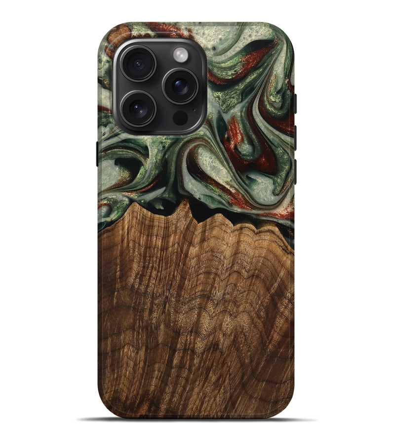 iPhone 16 Pro Max Wood Live Edge Phone Case - Breena (Green, 741938)