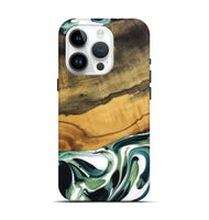 iPhone 15 Pro Wood Live Edge Phone Case - Orange (Green, 741939)