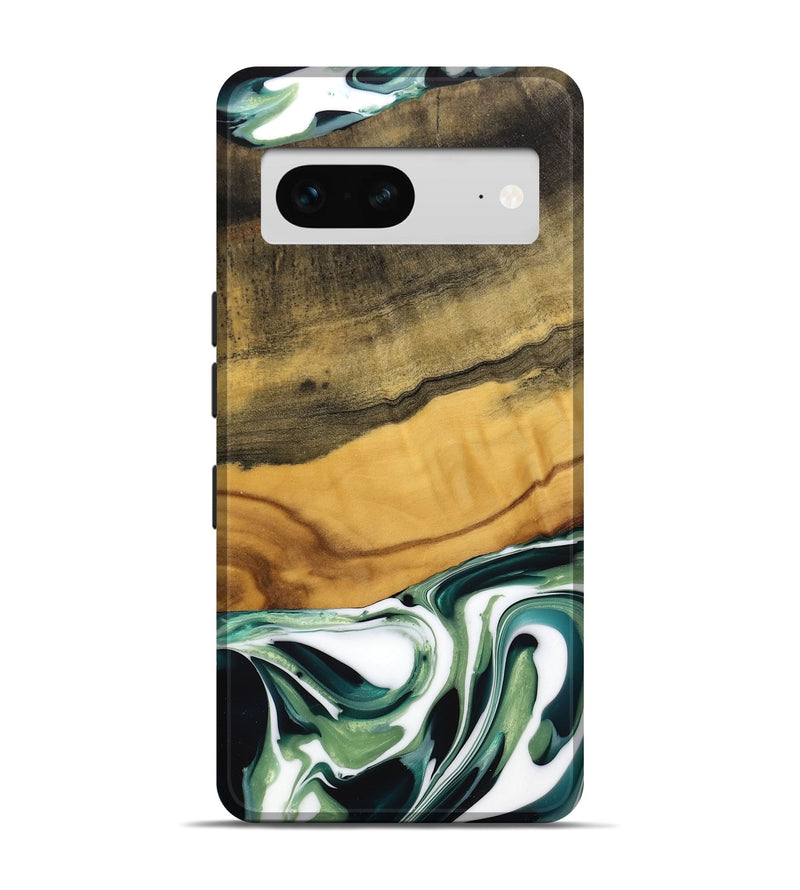 Pixel 7 Wood Live Edge Phone Case - Orange (Green, 741939)