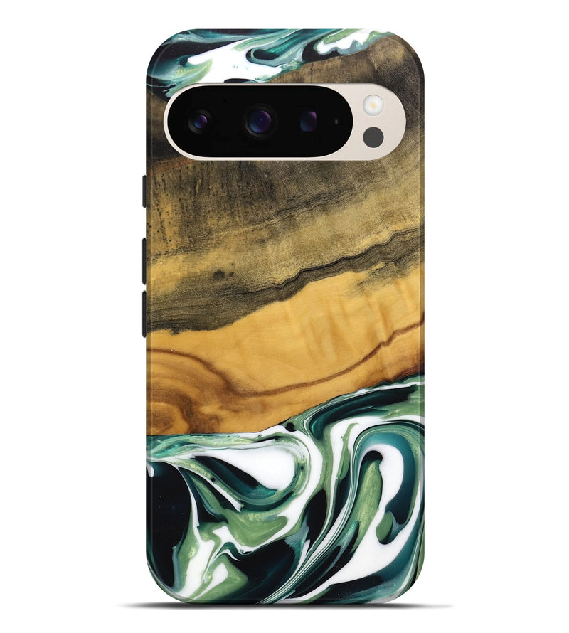 Pixel 9 Pro XL Wood Live Edge Phone Case - Orange (Green, 741939)