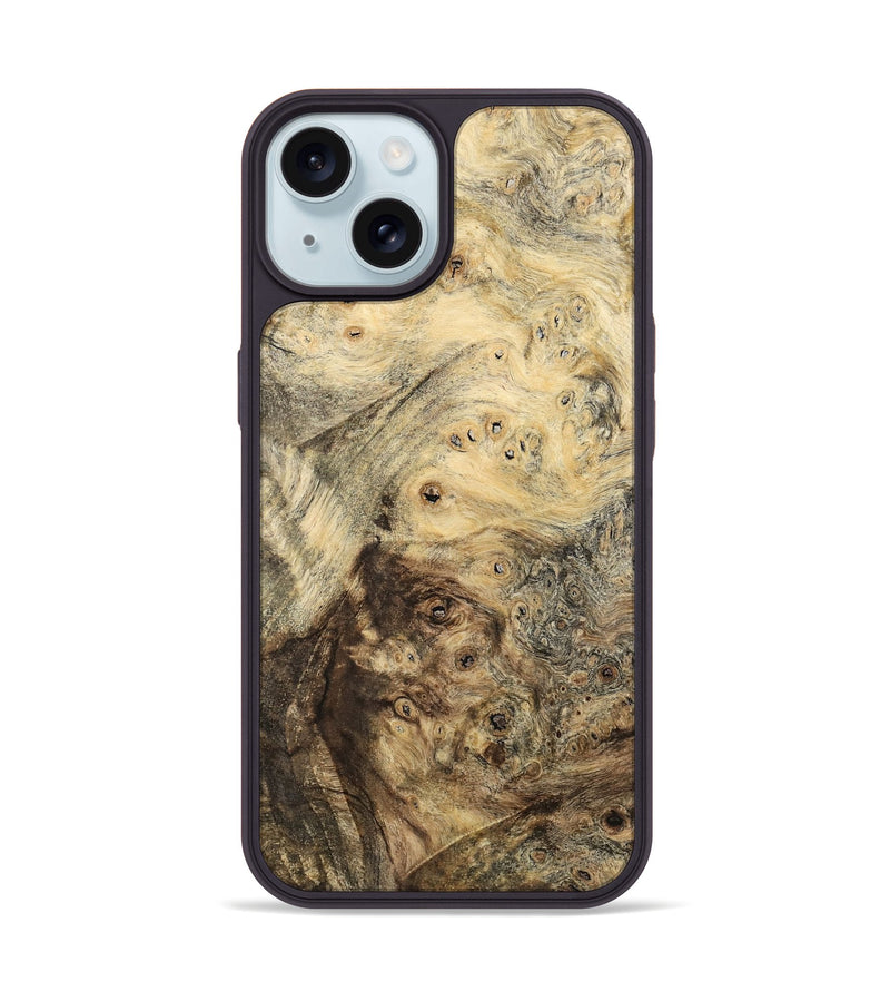 iPhone 15 Wood Phone Case - Cubical (Wood Burl, 741942)