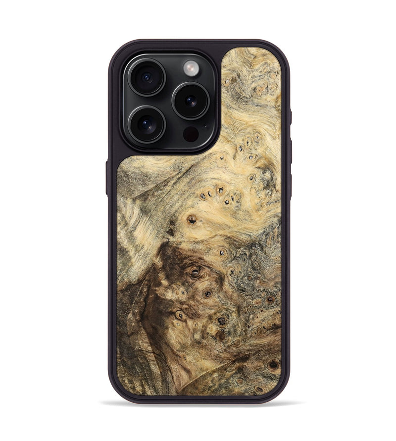 iPhone 15 Pro Wood Phone Case - Cubical (Wood Burl, 741942)