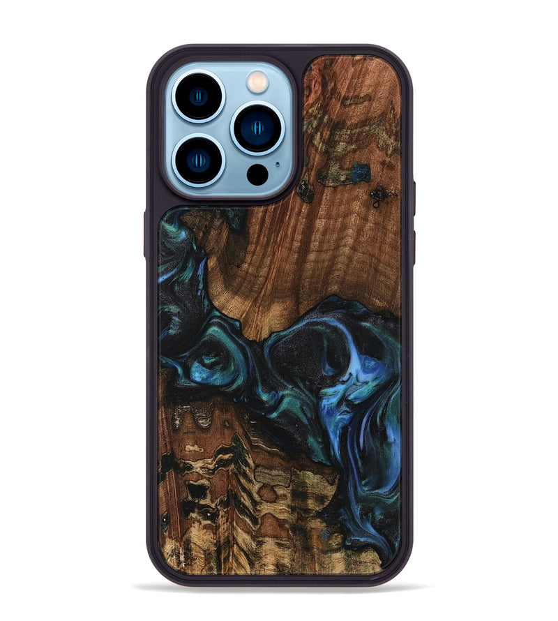 iPhone 14 Pro Max Wood Phone Case - Inessa (Blue, 741943)