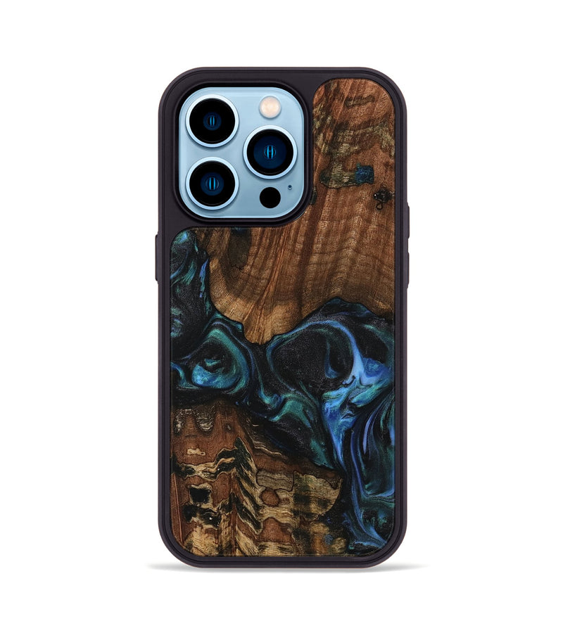 iPhone 14 Pro Wood Phone Case - Inessa (Blue, 741943)