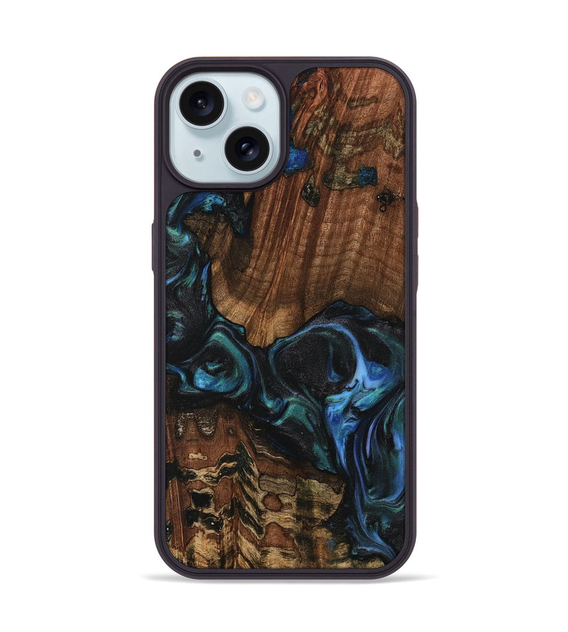 iPhone 15 Wood Phone Case - Inessa (Blue, 741943)