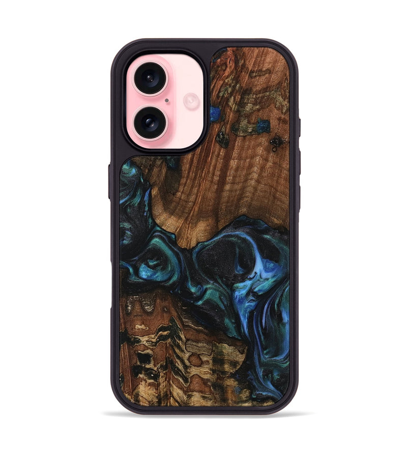 iPhone 16 Wood Phone Case - Inessa (Blue, 741943)