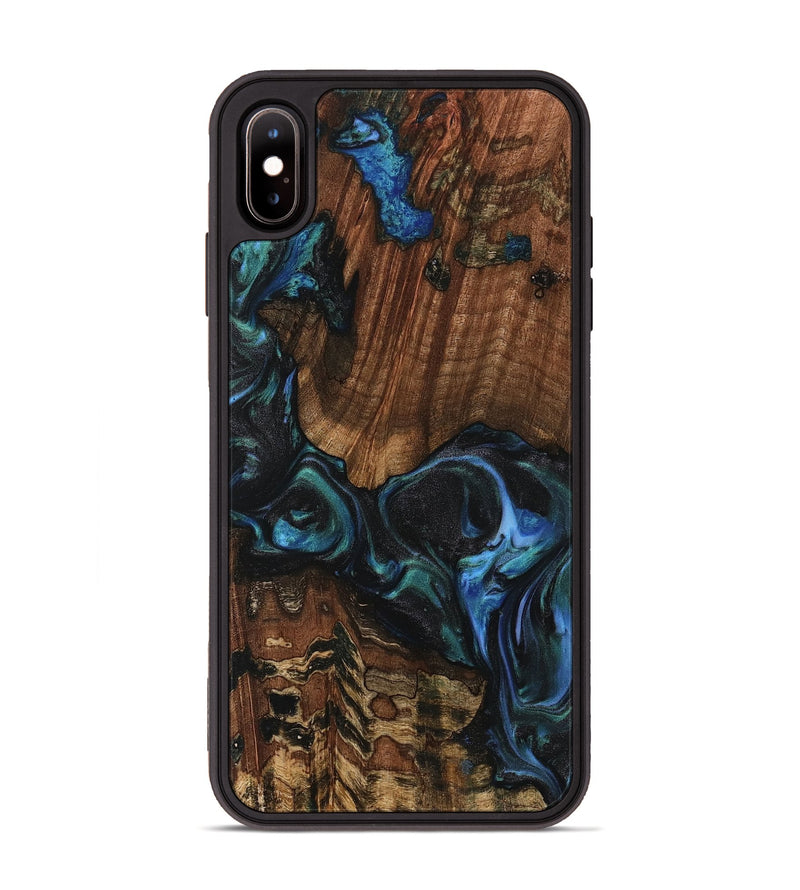 iPhone Xs Max Wood Phone Case - Inessa (Blue, 741943)