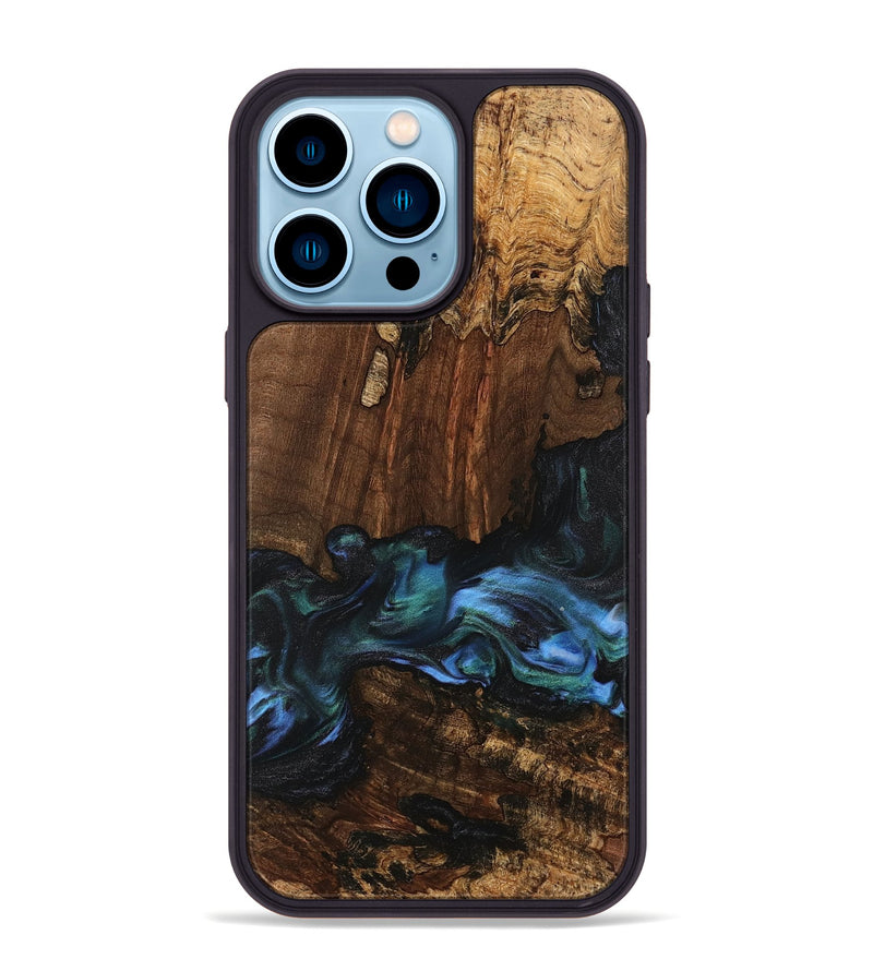 iPhone 14 Pro Max Wood Phone Case - Moyra (Blue, 741944)