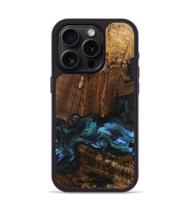 iPhone 15 Pro Wood Phone Case - Moyra (Blue, 741944)