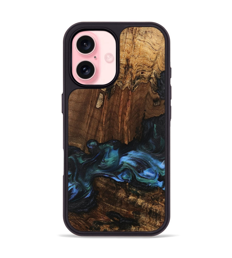 iPhone 16 Wood Phone Case - Moyra (Blue, 741944)