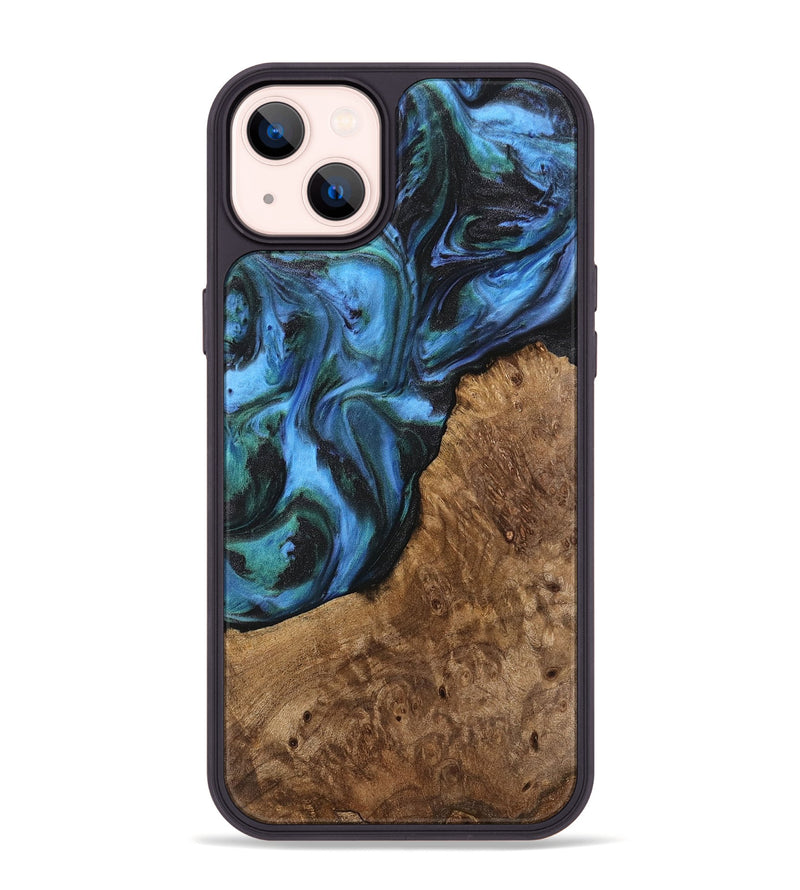 iPhone 14 Plus Wood Phone Case - Lila (Blue, 741945)