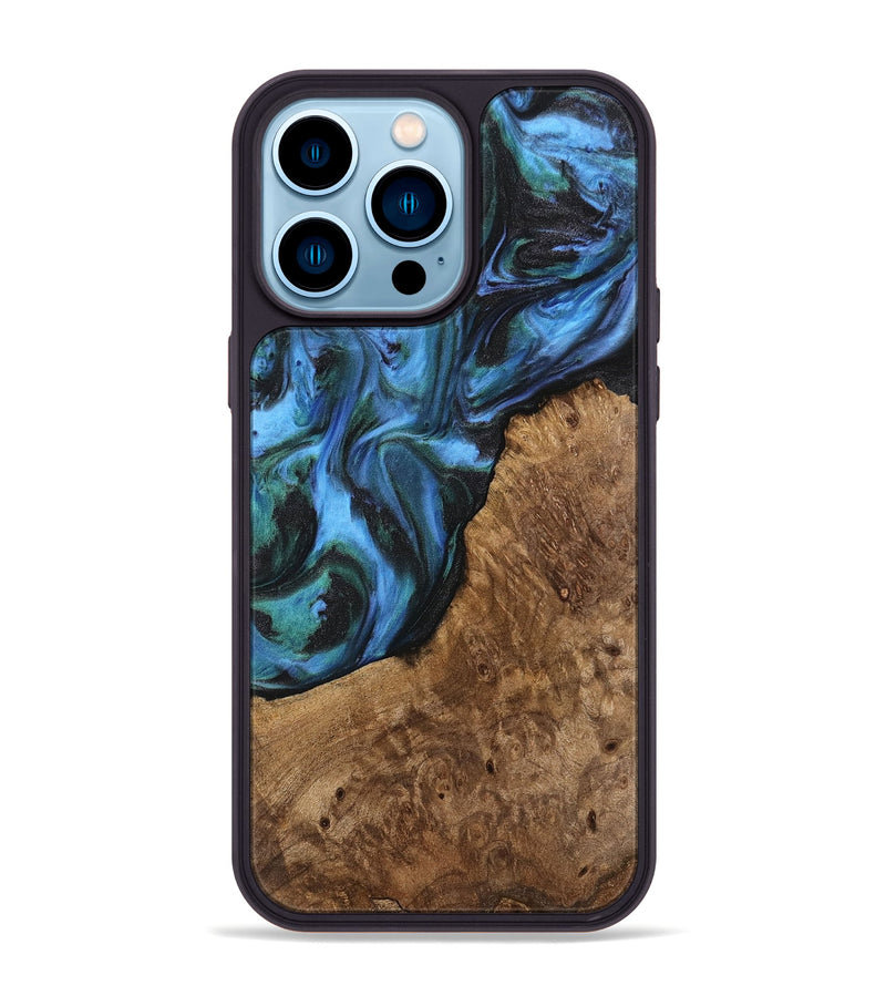 iPhone 14 Pro Max Wood Phone Case - Lila (Blue, 741945)