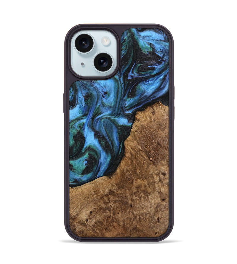 iPhone 15 Wood Phone Case - Lila (Blue, 741945)