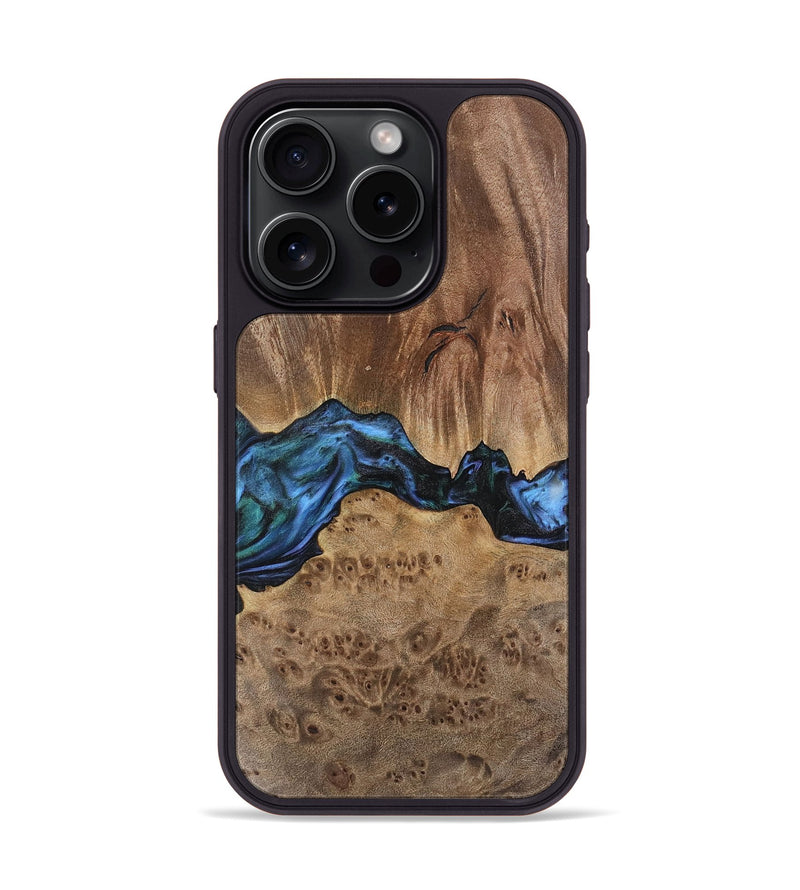 iPhone 15 Pro Wood Phone Case - Wilburn (Blue, 741946)