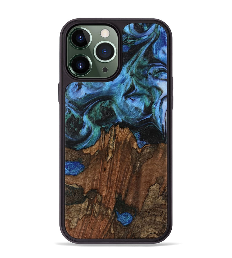 iPhone 13 Pro Max Wood Phone Case - Elsy (Blue, 741971)