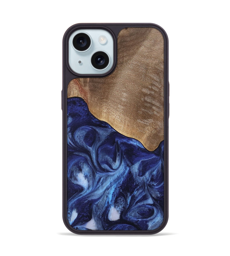 iPhone 15 Wood Phone Case - Kouji (Blue, 741974)