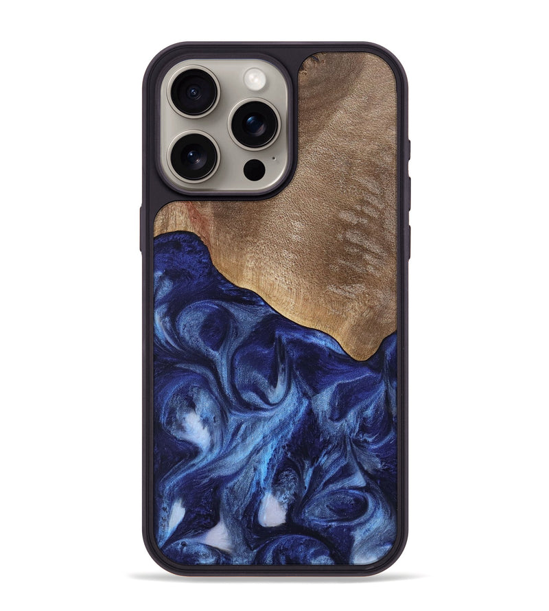 iPhone 15 Pro Max Wood Phone Case - Kouji (Blue, 741974)