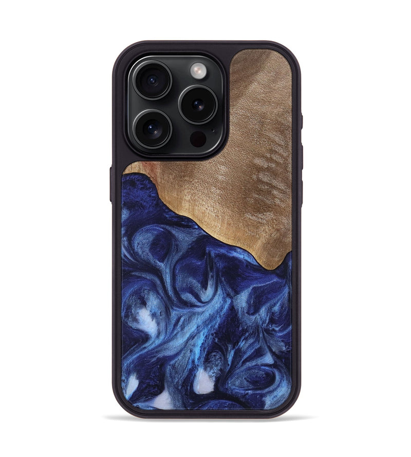 iPhone 15 Pro Wood Phone Case - Kouji (Blue, 741974)