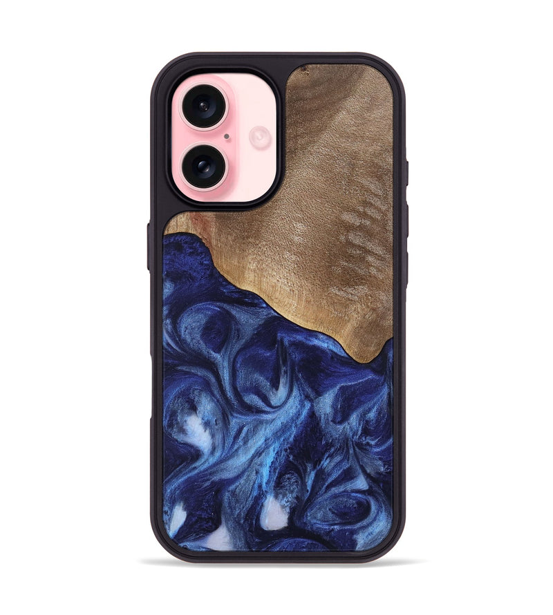 iPhone 16 Wood Phone Case - Kouji (Blue, 741974)