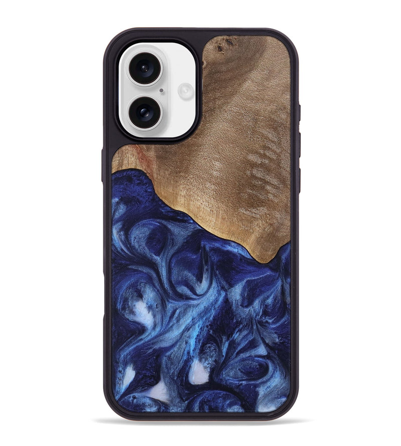 iPhone 16 Plus Wood Phone Case - Kouji (Blue, 741974)