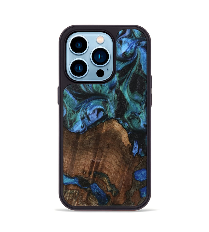 iPhone 14 Pro Wood Phone Case - Brynn (Blue, 741975)