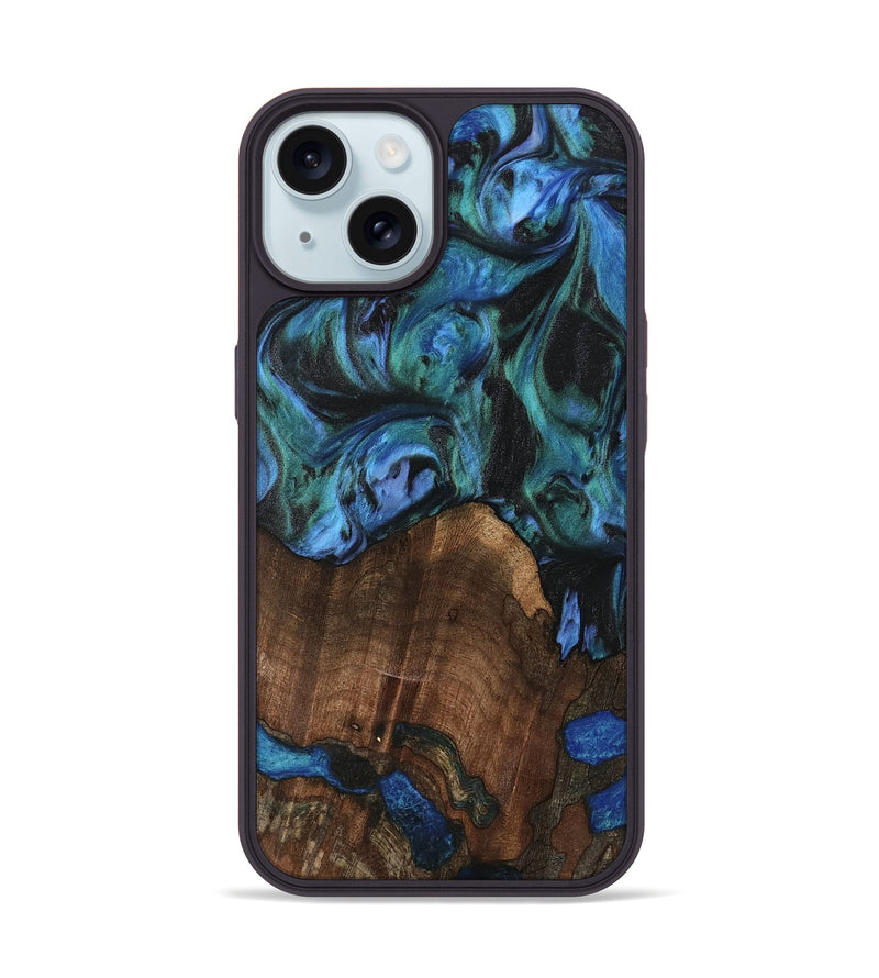 iPhone 15 Wood Phone Case - Brynn (Blue, 741975)