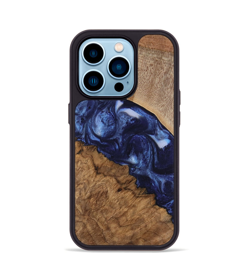 iPhone 14 Pro Wood Phone Case - Thea (Blue, 741977)