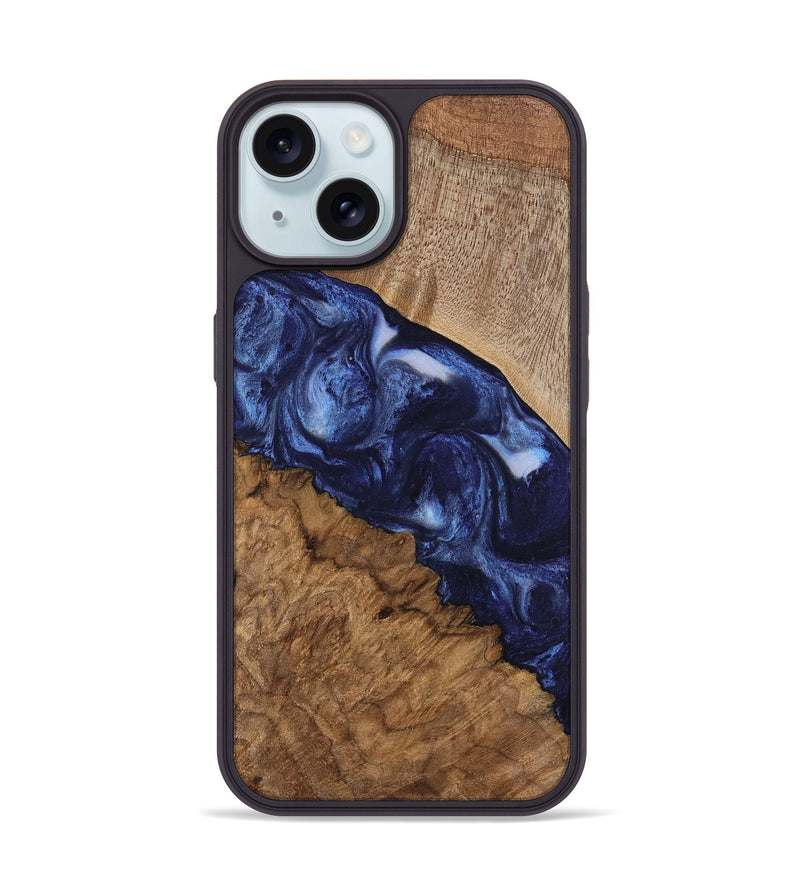 iPhone 15 Wood Phone Case - Thea (Blue, 741977)