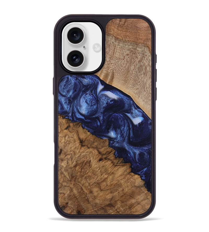 iPhone 16 Plus Wood Phone Case - Thea (Blue, 741977)